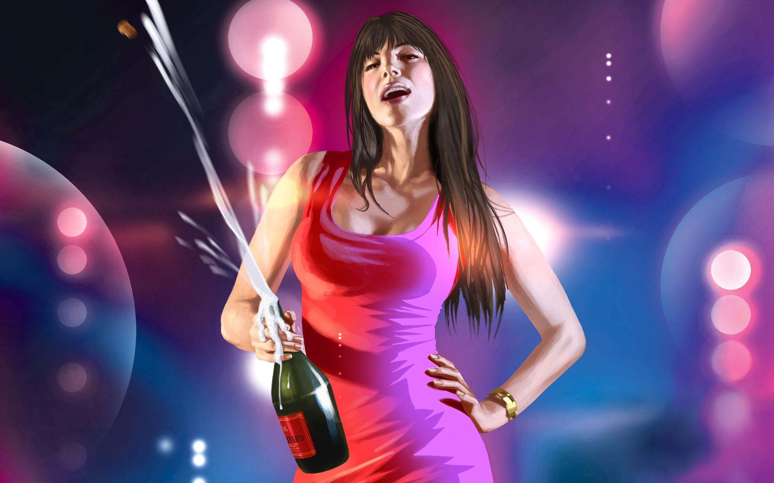 Beautiful image of Gta, desktop wallpaper of girl, champagne