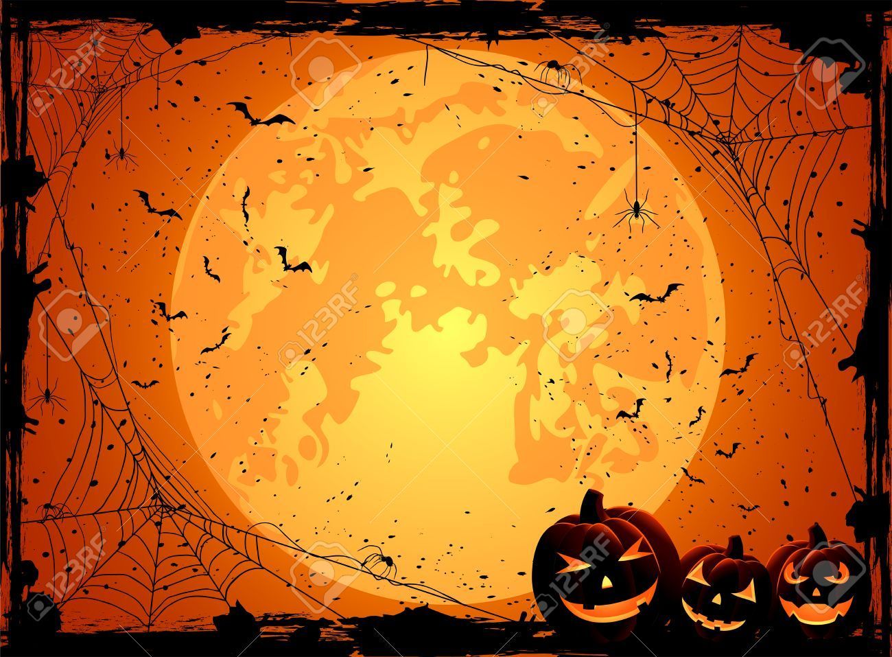 Horizontal Halloween night background with Moon, spiders and Jack O, #affiliate, #night, #Halloween. Halloween wallpaper, Halloween image, Halloween background