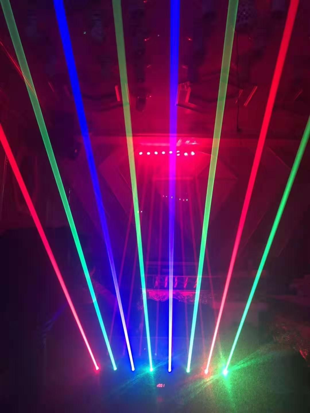 LED RGB laser stage light. Laser stage lighting, Green screen video background, Light beam