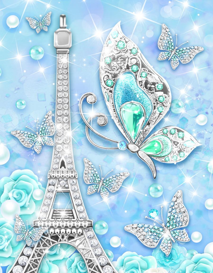 Turquoise Diamond Butterfly Live Wallpaper for Android