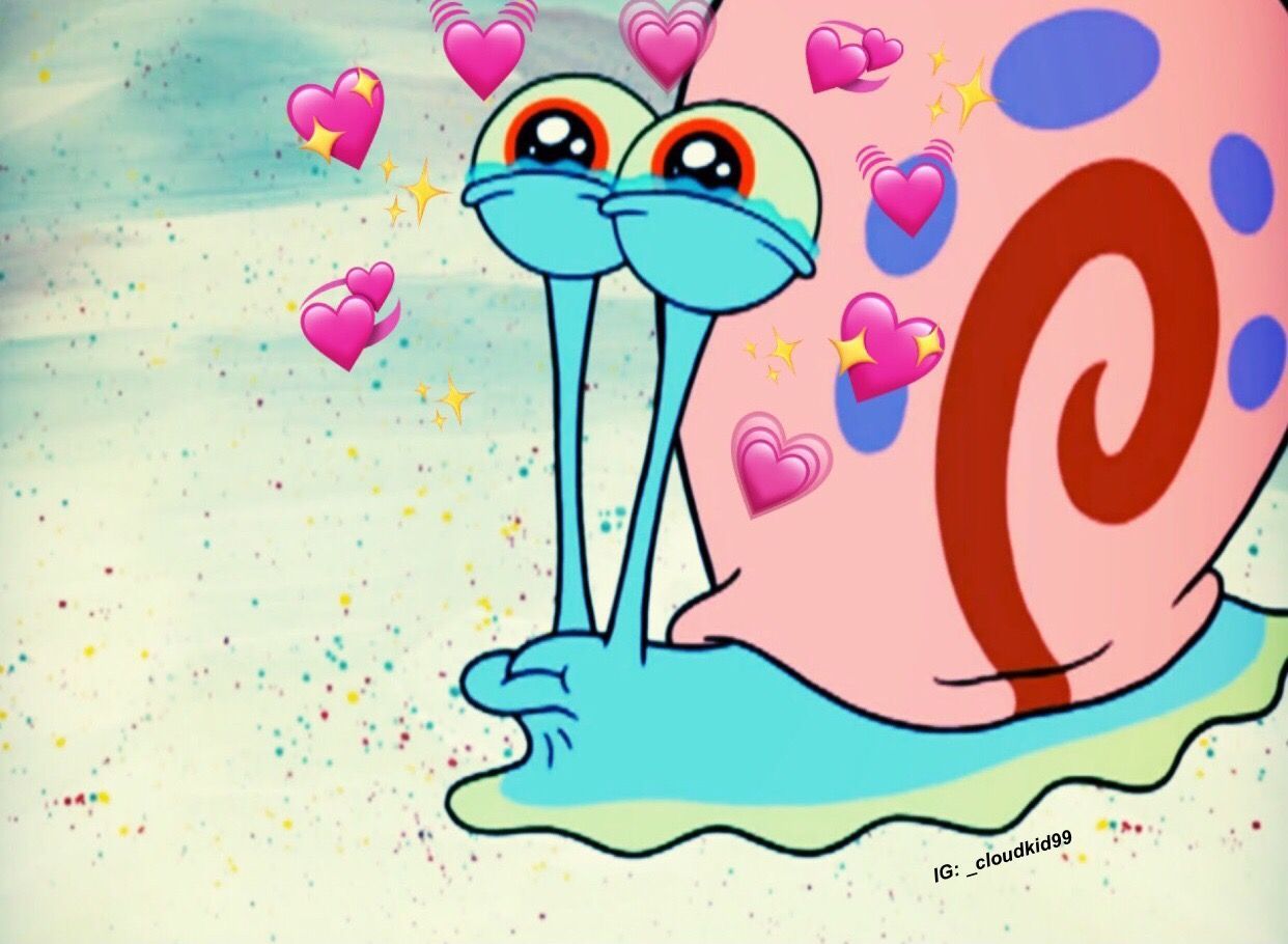 spongebob #love #edit #gary #snail #cartoon #nick #hearts #cute #mood #emoji #happy. Cute love memes, Cute memes, Cartoons love