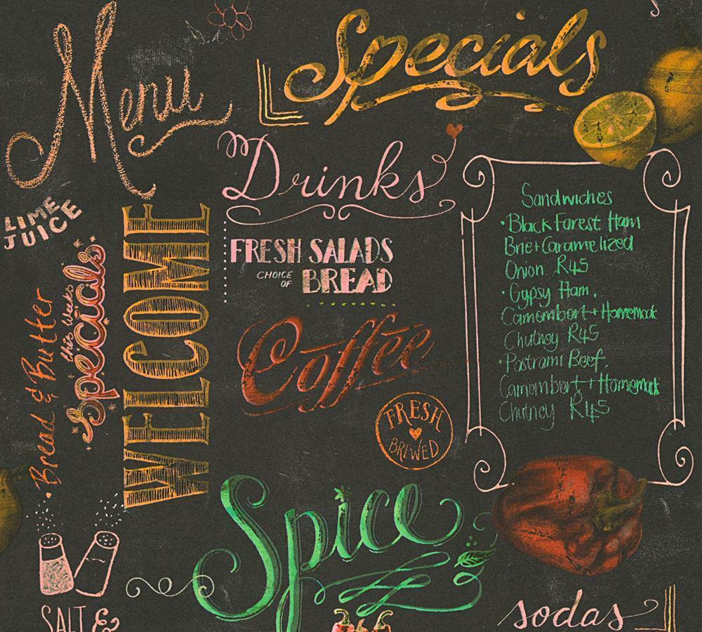 KITCHEN WALLPAPER CHALKBOARD MENU FEATURE VINYL WALLPAPER A.S.CREATION 34072 1 4051315318324