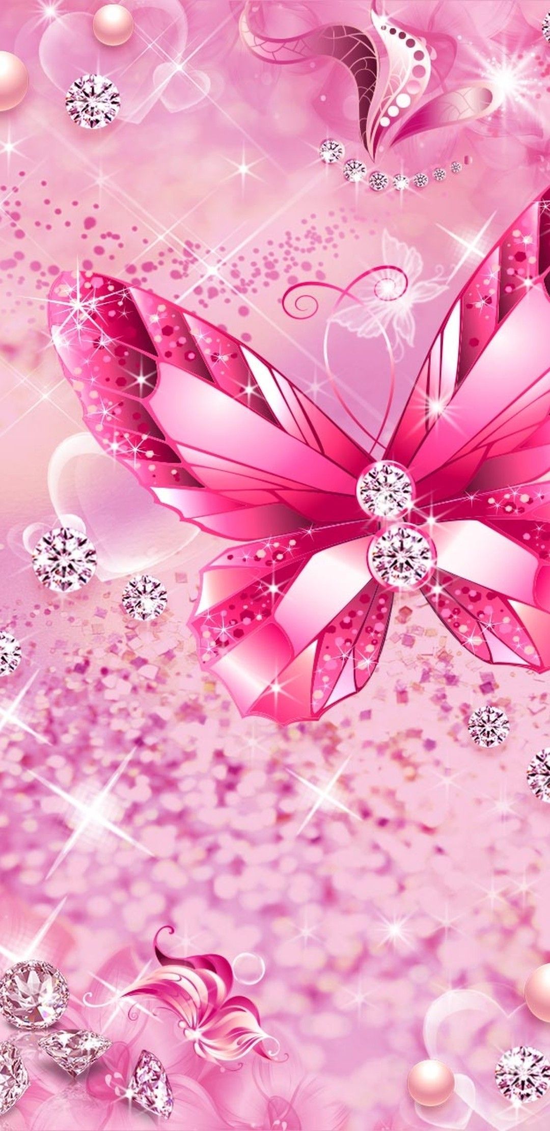 Pink Butterfly phone wallpaper. Bling wallpaper, Cellphone wallpaper, Butterfly wallpaper