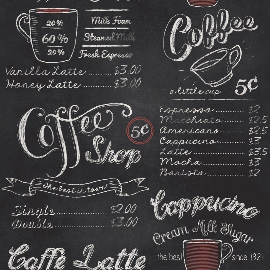 Coffee Shop Chalkboard Wallpaper 234602