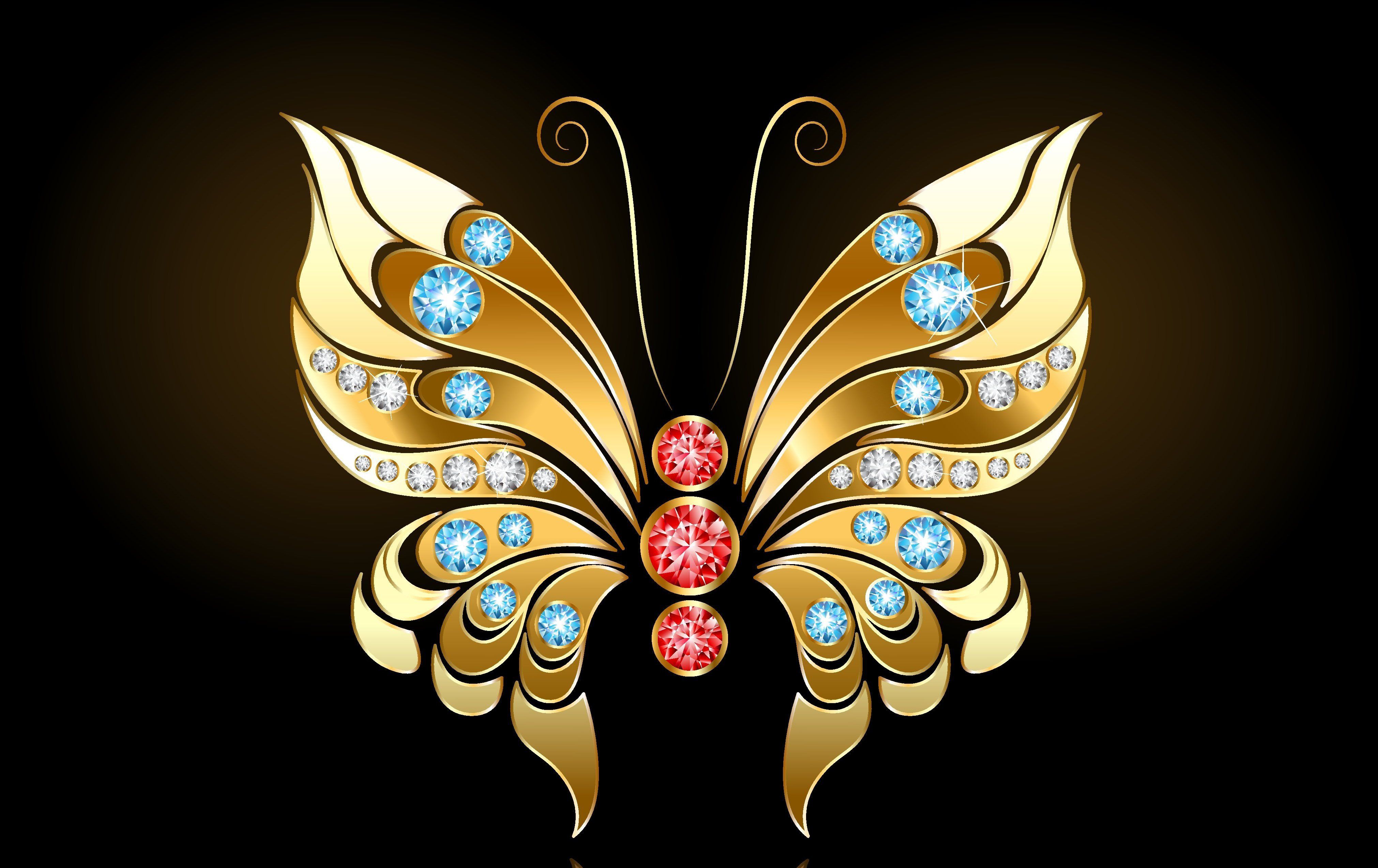 Artistic Butterfly Jewelry Diamond Wallpaper:4043x2548