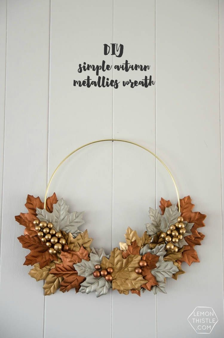 DIY Simple Metallic Autumn Wreath