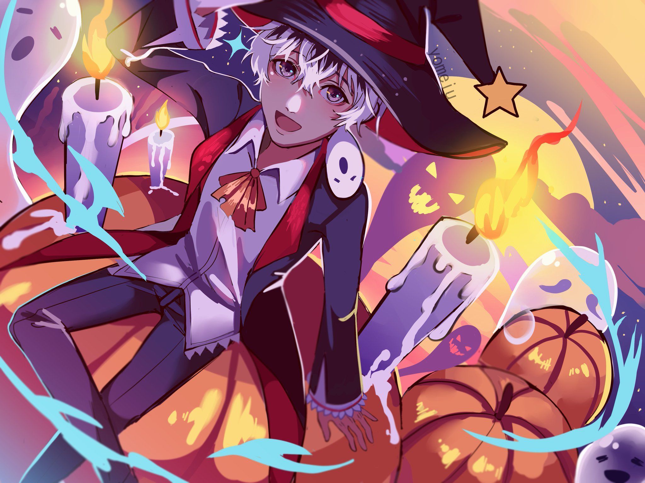 Anime boy, halloween 2019, pumpkin, scary, Anime, HD wallpaper | Peakpx