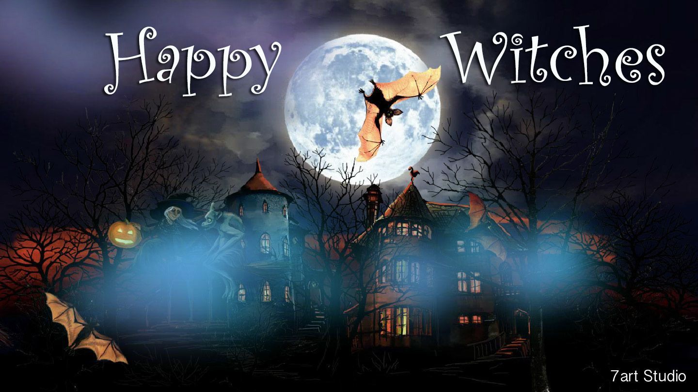 7art Happy Witches screensaver and live animated wallpaper for Windows and Android. Halloween desktop wallpaper, Halloween background, Halloween wallpaper