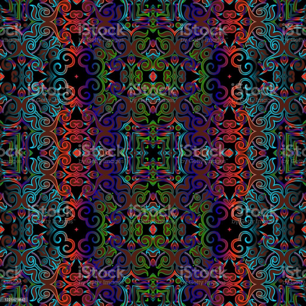 Arabesque Vector Seamless Pattern Gradient Colorful Arabic Background Vintage Flowers Ornament Decorative Repeat Backdrop Ornate Design For Prints Fabric Wallpaper Endless Abstract Texture Stock Illustration Image Now