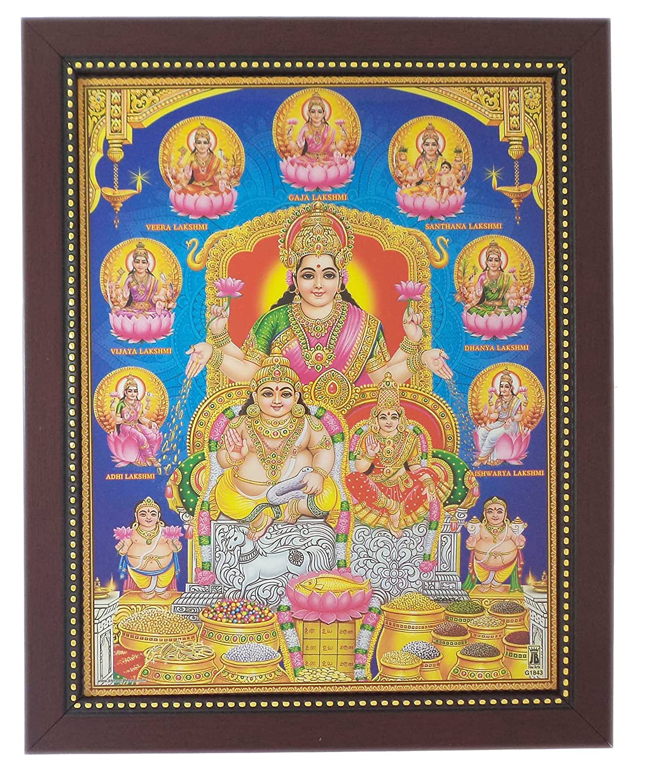 Buy Lord Kuber and Ashta Lakshmi Photo Frame ( 32.5 cm x 26.5 cm x 1.5 cm ) / Wall Hangings for Home Decor and Wall Decor / Photo Frames For Posters