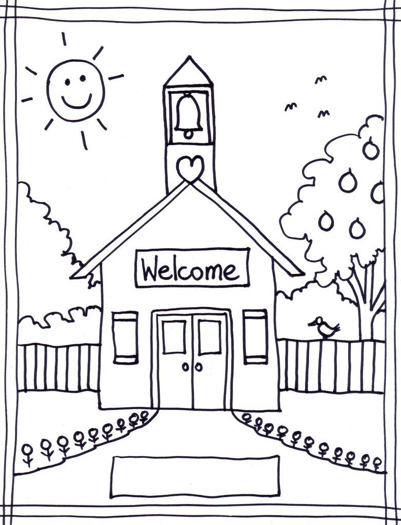 Coloring Pages Of School House. Coloring pages wallpaper. Kindergarten coloring pages, Kindergarten colors, Preschool coloring pages