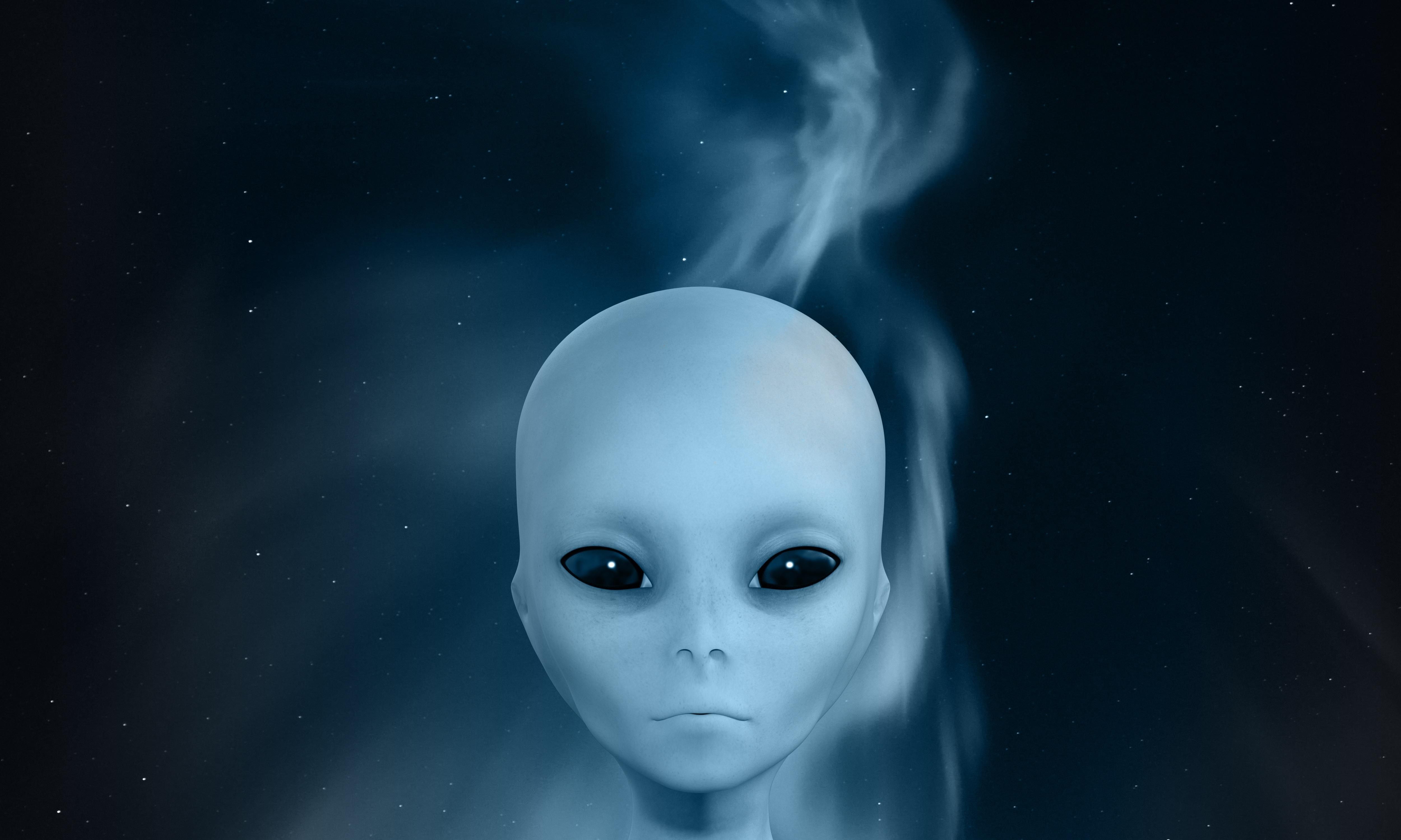 wallpaper extraterrestrial, alien, face, smoke, sky HD, Widescreen, High Definition