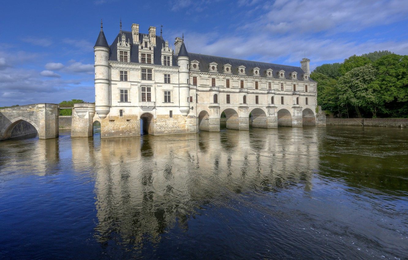 Wallpaper river, France, France, The Castle Of Chenonceau, Chateau de Chenonceau, Loire image for desktop, section город