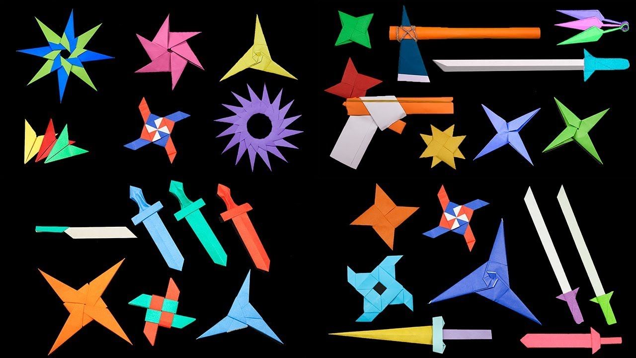 Easy Origami Ninja Star Sword Knife Gun To Make