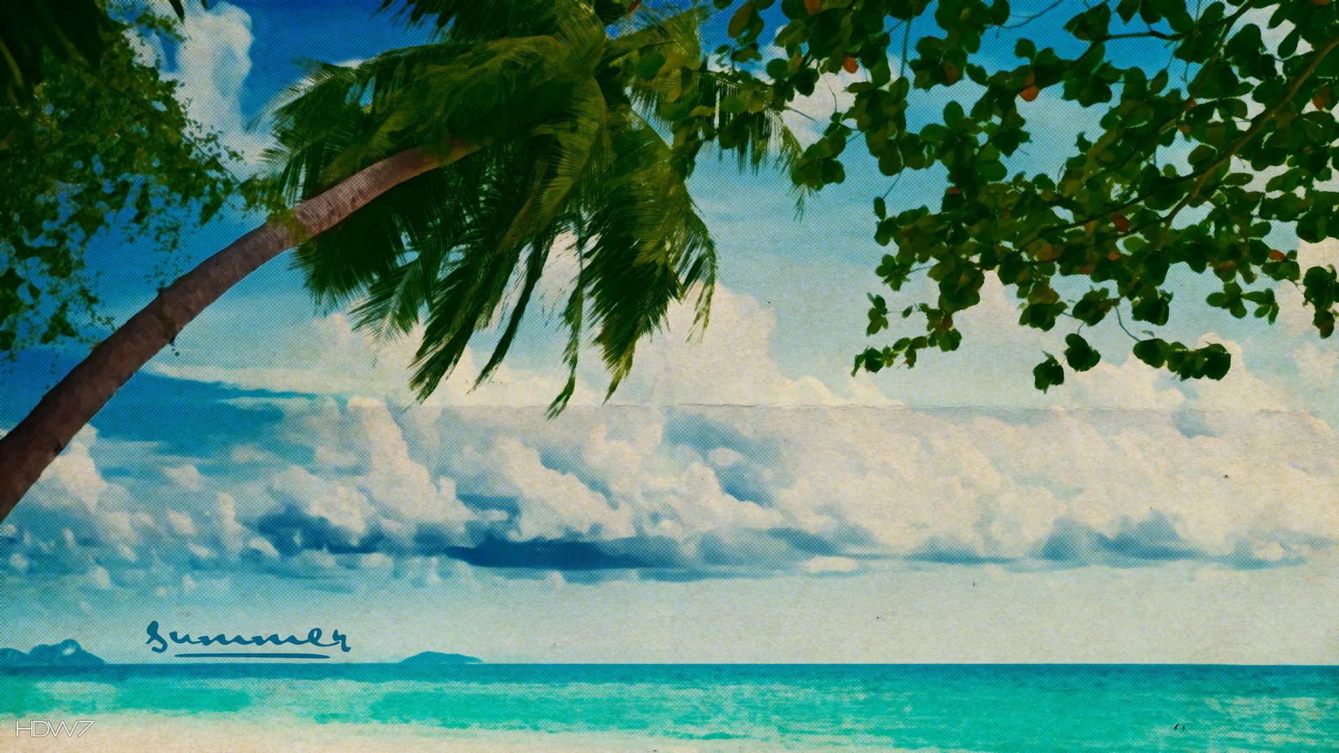 retro summer palm beach. HD wallpaper gallery