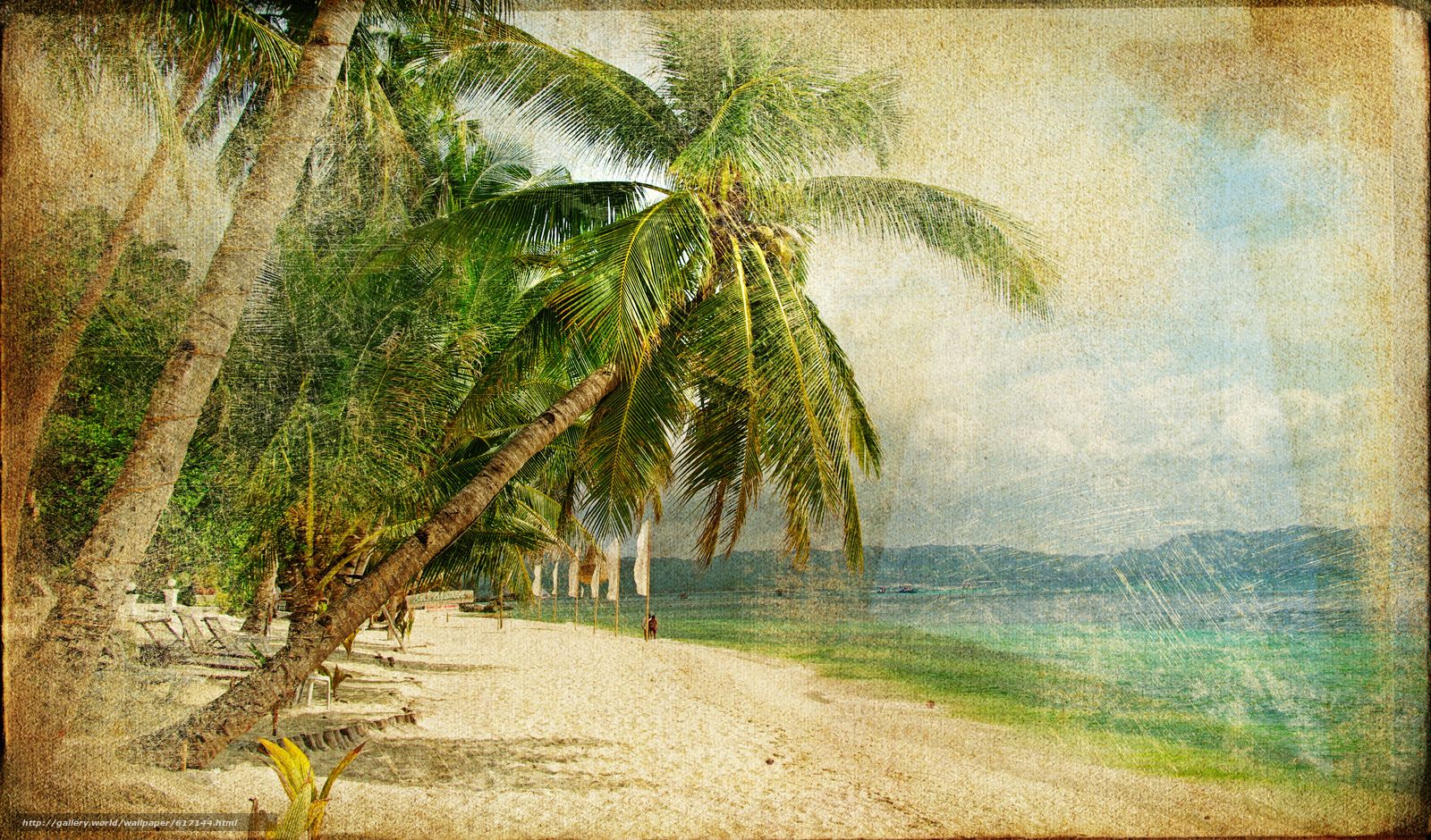 Download wallpaper vintage, beach, Coast, palms free desktop wallpaper in the resolution 4003x2353