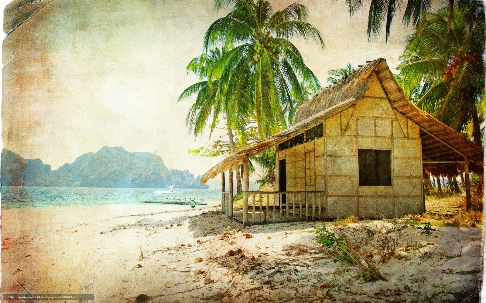 Download Wallpaper Vintage Hut Beach Sea Desktop Beach Shack HD Wallpaper