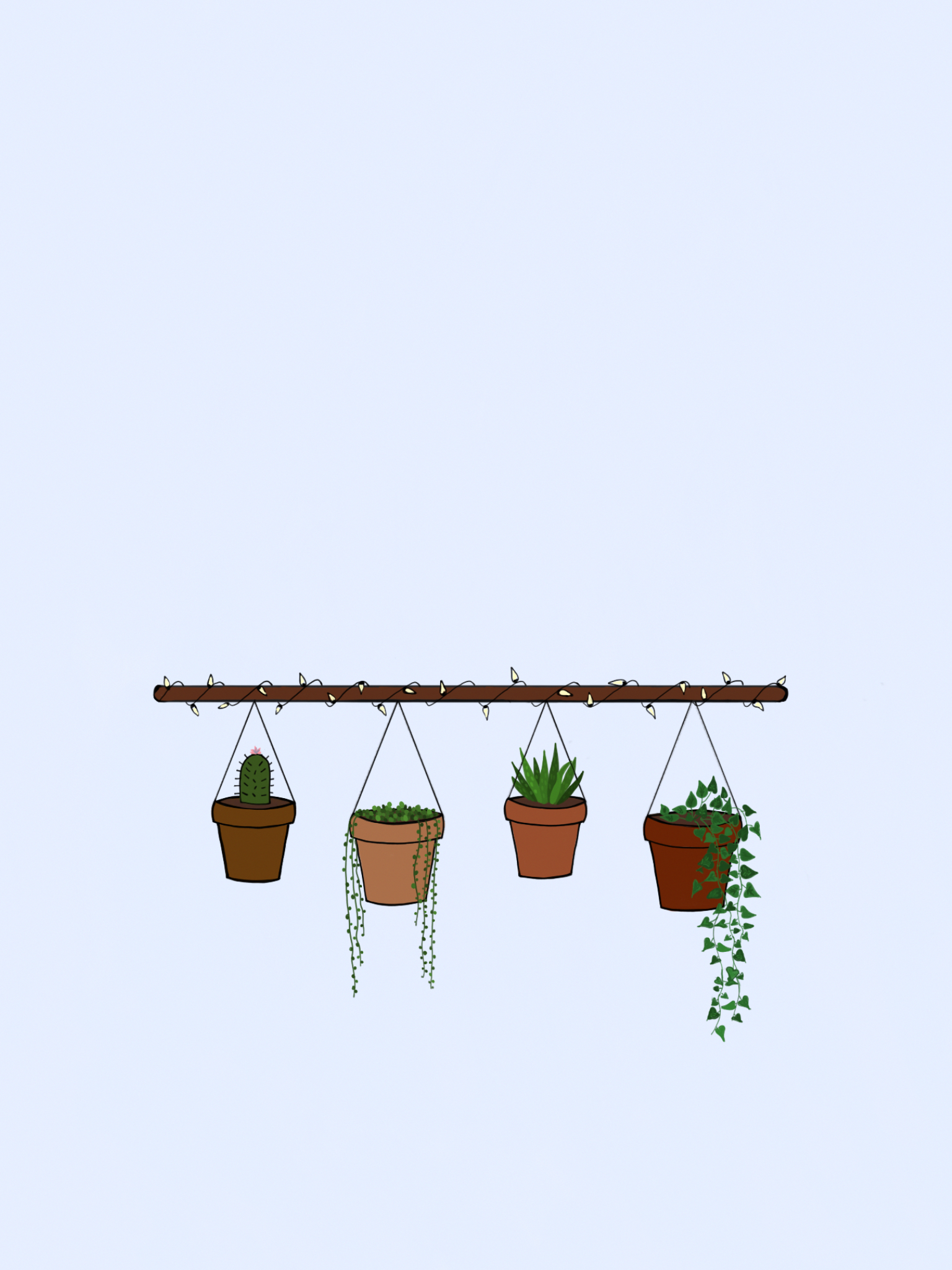 hanging plants + fairy lights #hangingoutdoorplants#fairy #hanging #hangingoutdoorplants #lights #plants. Plant doodle, Hanging plants, Plant drawing