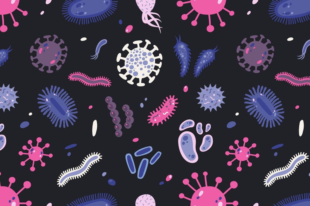 Pattern Microbes Bacteria Childrens Wallpaper Viruses Stock Illustration  1679280538  Shutterstock