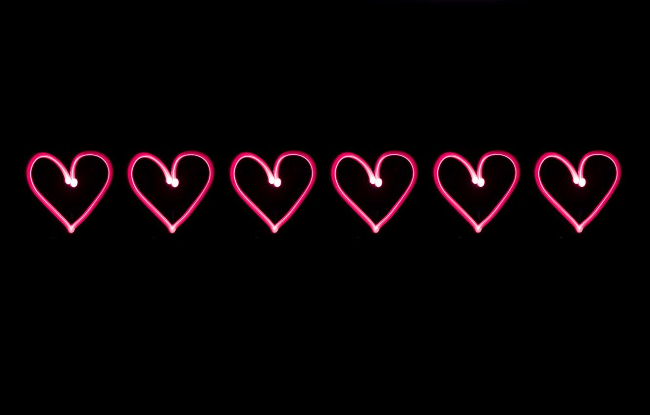 Wallpaper love, background, black, heart, neon, heart image for desktop, section разное