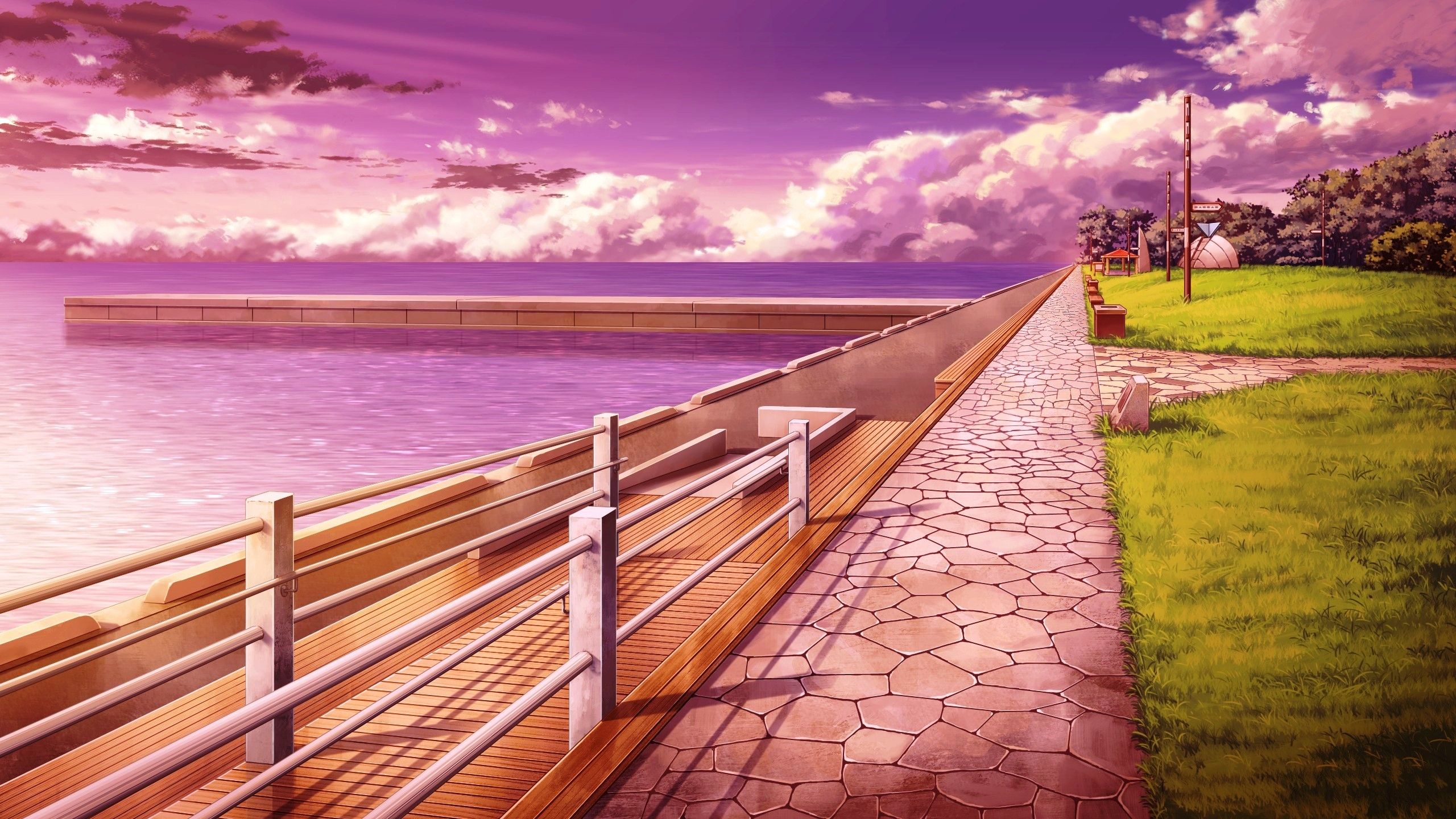 anime landscape wallpaper greem