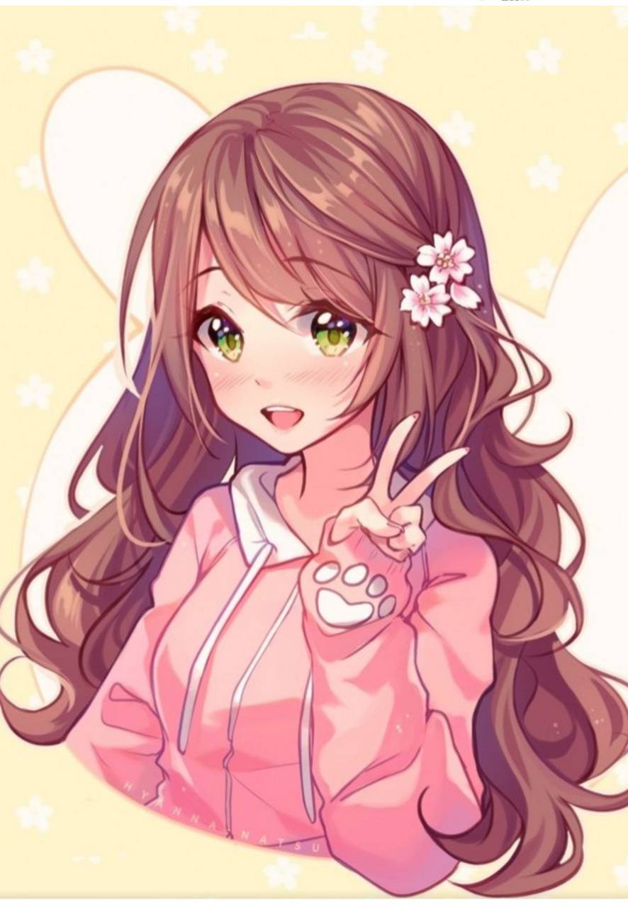 Cute pink anime girl wallpaper