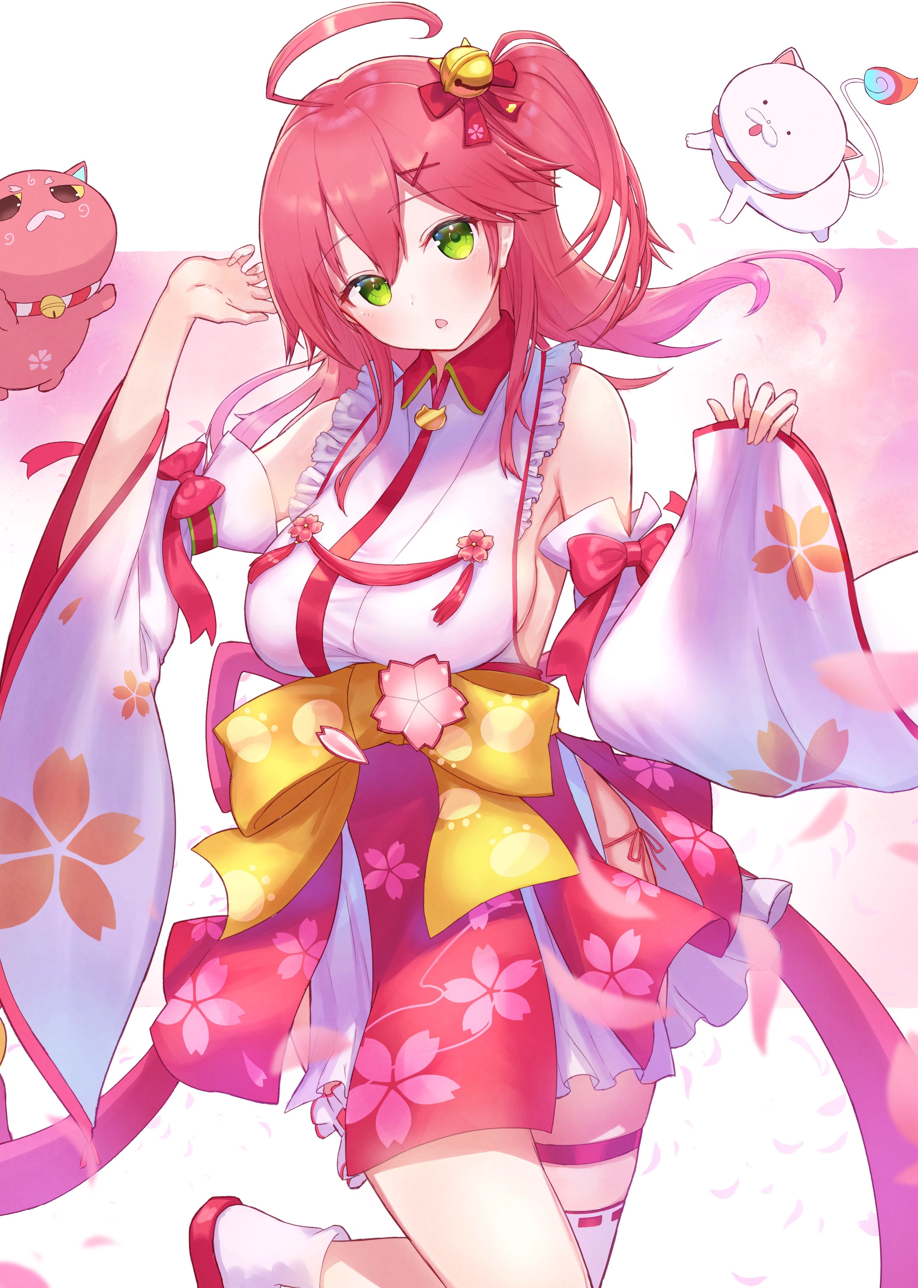 gore (white gore) hololive sakura miko garter japanese clothes thighhighs