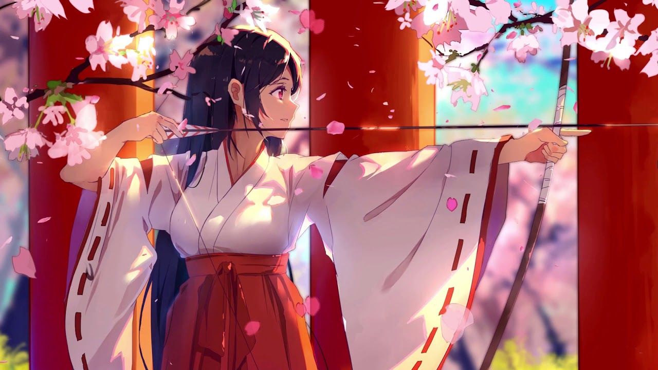 Miko girl with Sakura BY AKIBA ILLUSION (Wallpaper Engine peview)