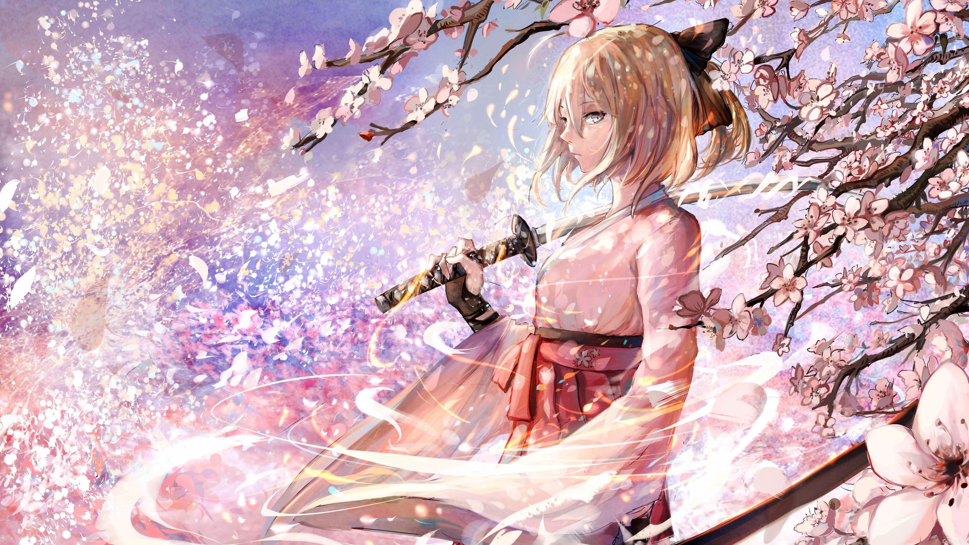 Female Samurai Anime Character Wallpaper Anime Girls #katana Sakura Saber #miko Fate Grand Order Fate Series Cherry Blo In 2020. Samurai Anime, Anime, Character Wallpaper