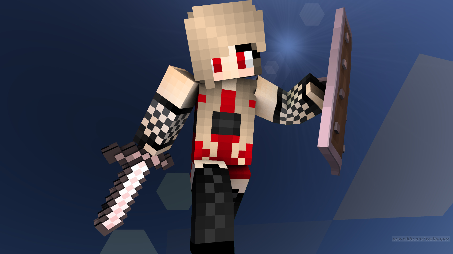 I need help /r/minecraft! I made a new skin, but I'm unsure if I want to  use it, I whipped up a novaskin wallpaper with the skin. So you guys could  see.