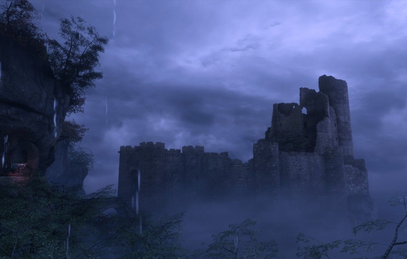 Wallpaper night, castle, rain, a plague tale: innocence image for desktop, section игры