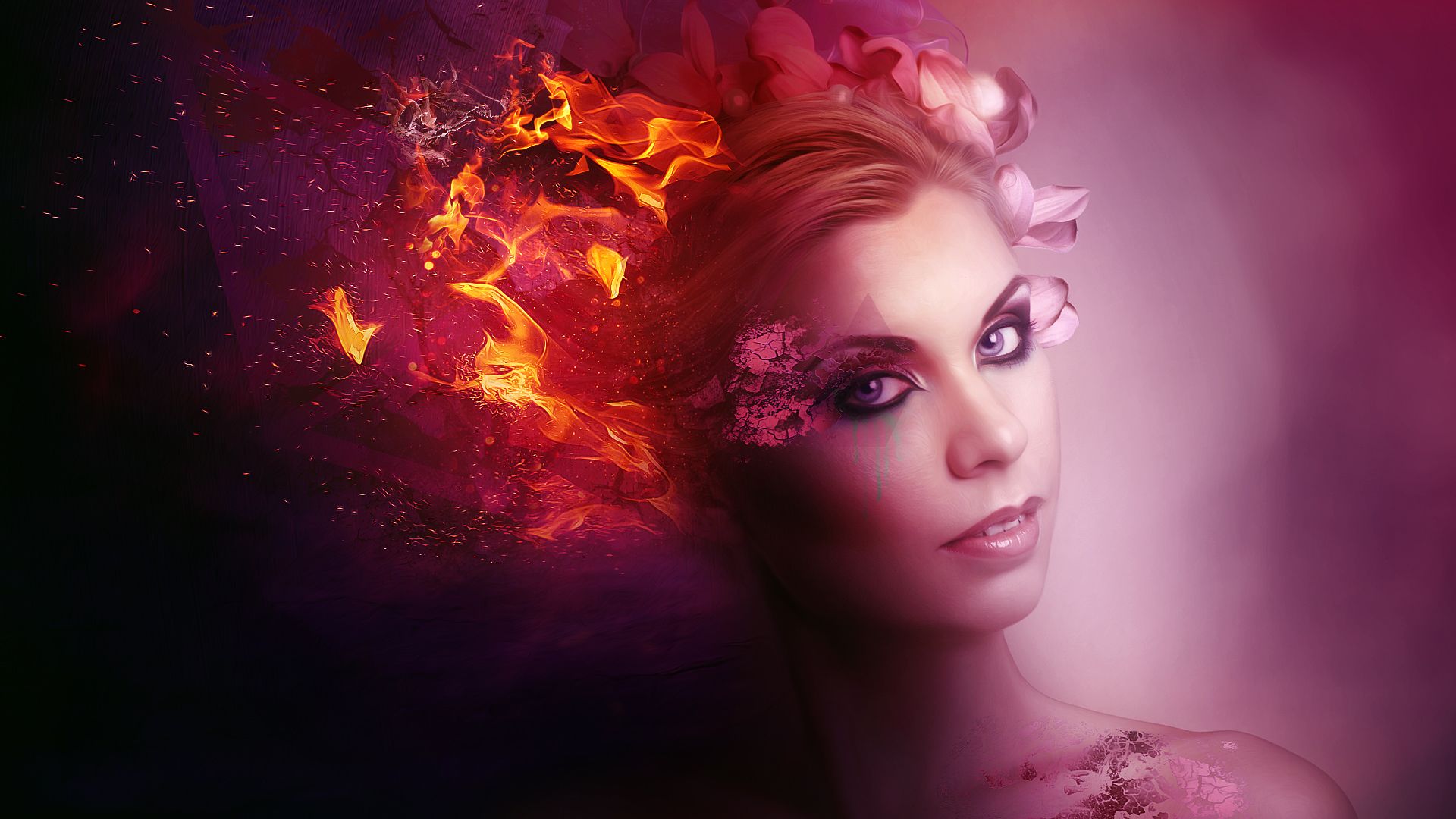#Closeup, #Fireflies, #Woman, #Makeup. Mocah.org HD Desktop Wallpaper