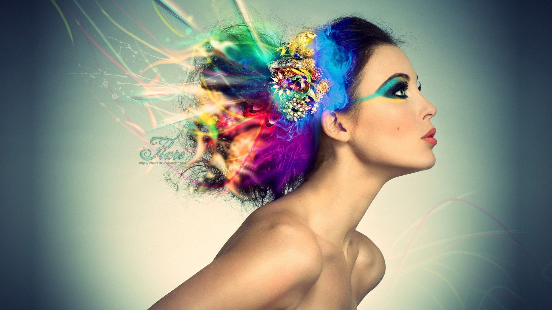 Brunettes, Women, Colorful, Make Up, Makeup Wallpaper