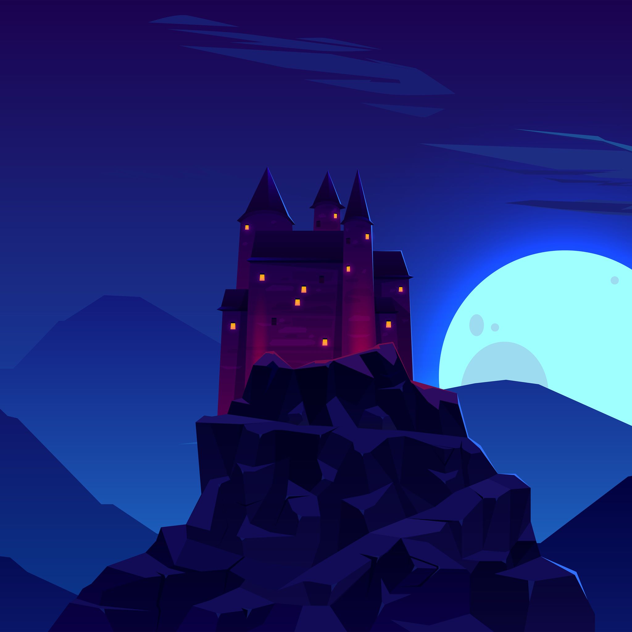 Castle Rock Night Minimal 4k iPad Air HD 4k Wallpaper, Image, Background, Photo and Picture