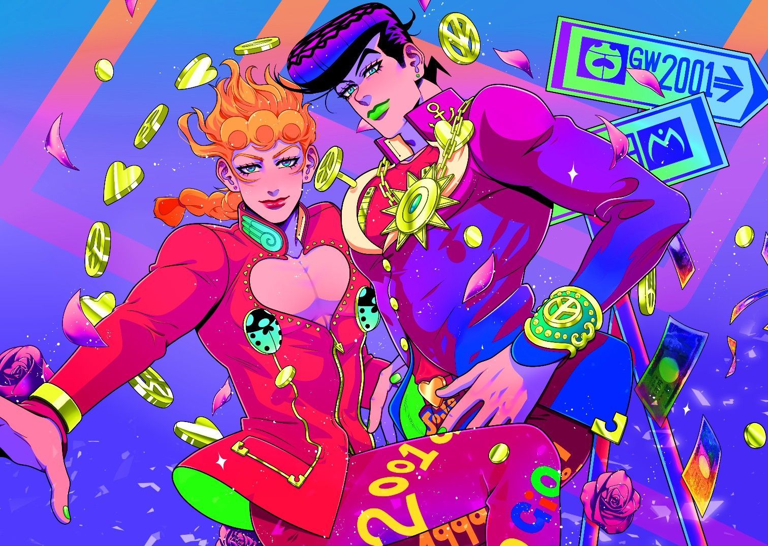 Higashikata Josuke and Giorno Giovanna. Jojo bizarre, Jojo bizzare adventure, Jojo's bizarre adventure