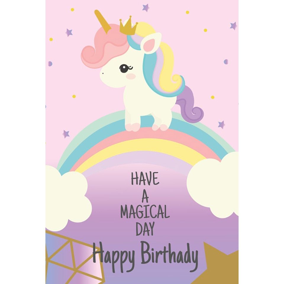 Laeacco Unicorn Baby Birthday Party Wallpaper Of Photographic Background Personalized Photography Backdrops For Photo Studio. Background