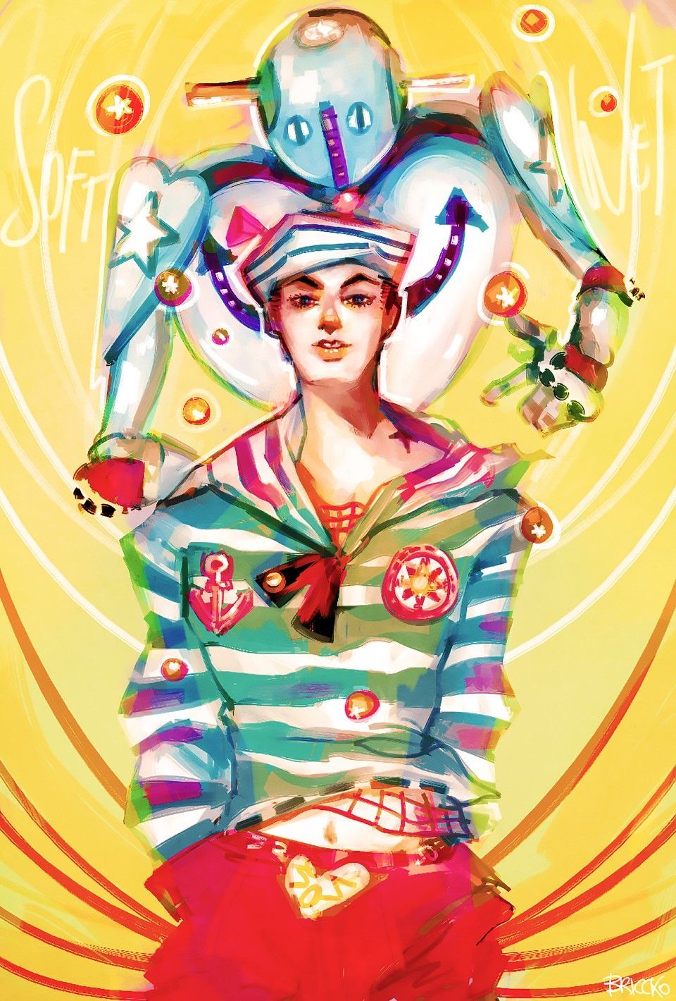 Download Jojolion - Josuke Higashikata and Soft & Wet Stand in Action  Wallpaper