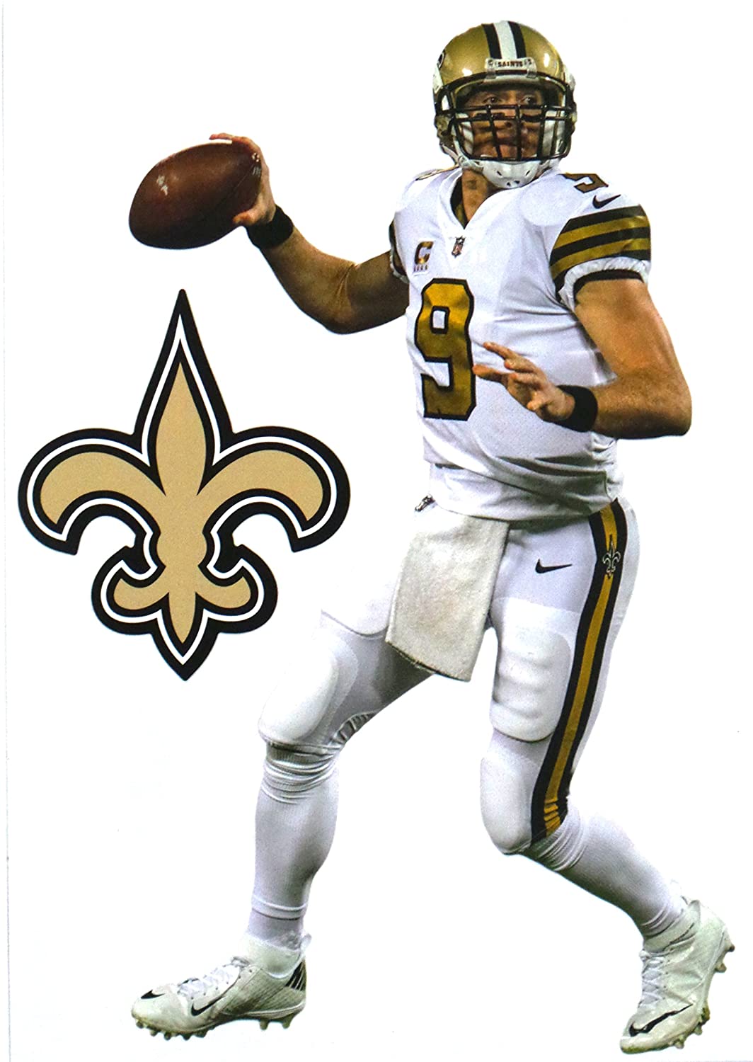 Amazon.com, Drew Brees Mini FATHEAD + New Orleans Saints LogoWhite Jersey Official NFL Vinyl Wall Graphics 7 INCH, Wall Decor Stickers, Sports & Outdoors