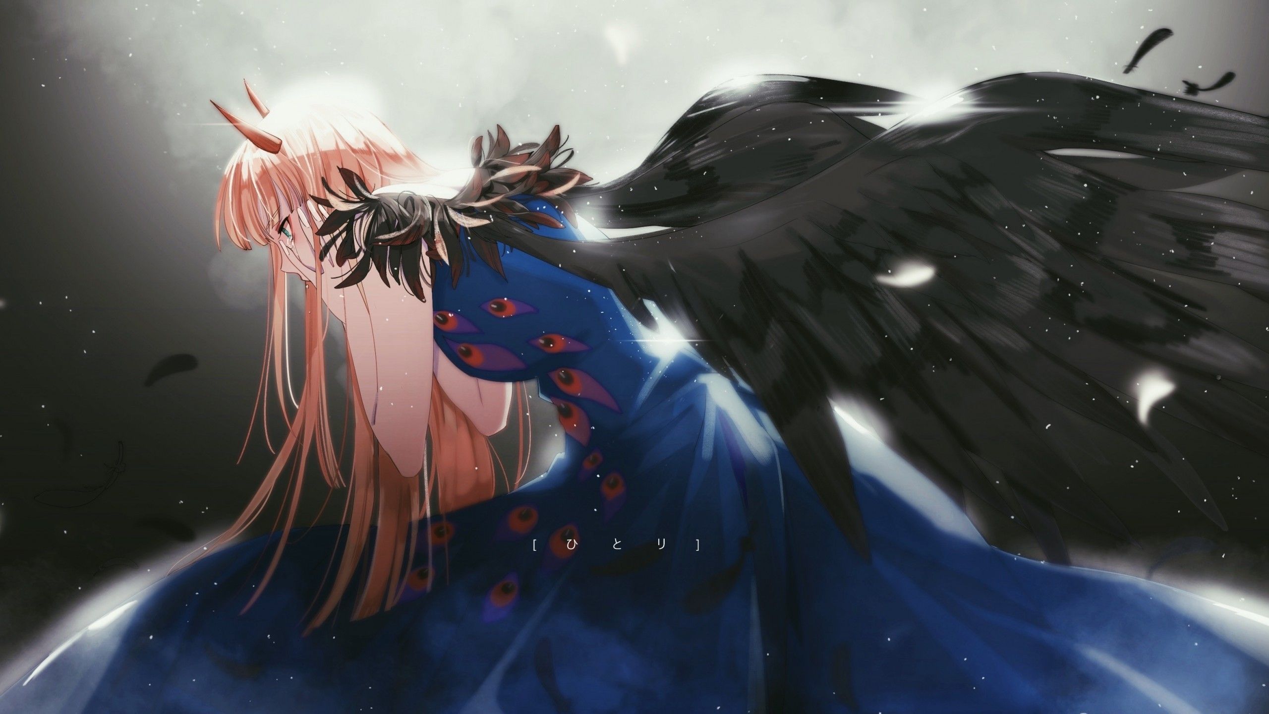 Download 2560x1440 Zero Two, Darling In The Franxx, Dark Wings, Blue Dress Wallpaper for iMac 27 inch