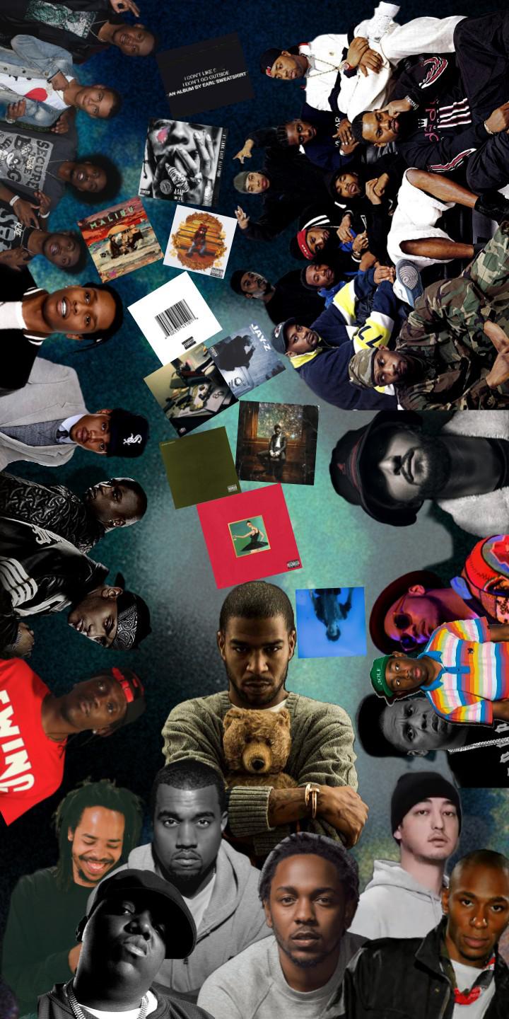 Made a wallpaper of all my favorite rap artists and albums etc