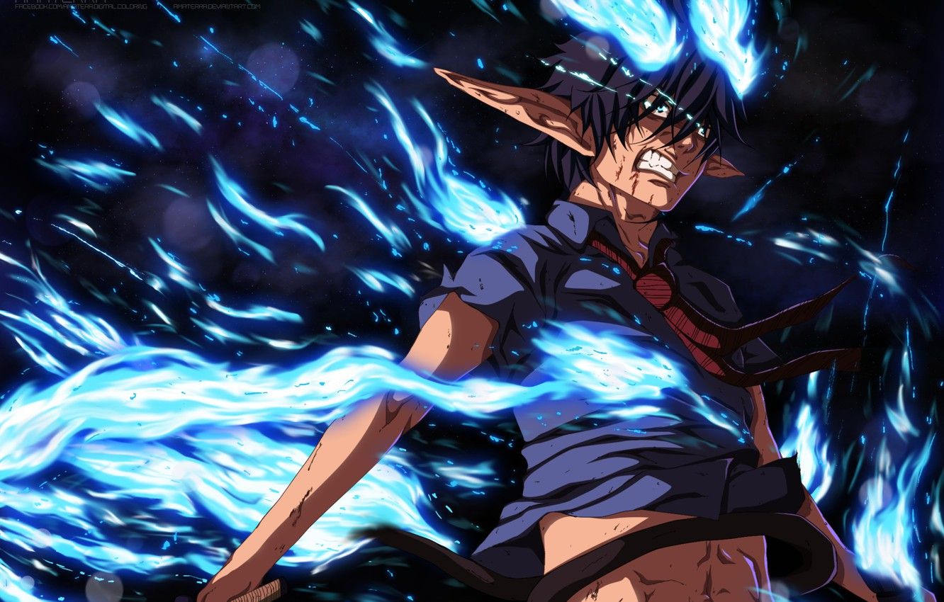 Wallpaper flame, anger, the demon, guy, Ao no Exorcist, Rin, Okumura Rin, Blue Exorcist image for desktop, section сёнэн