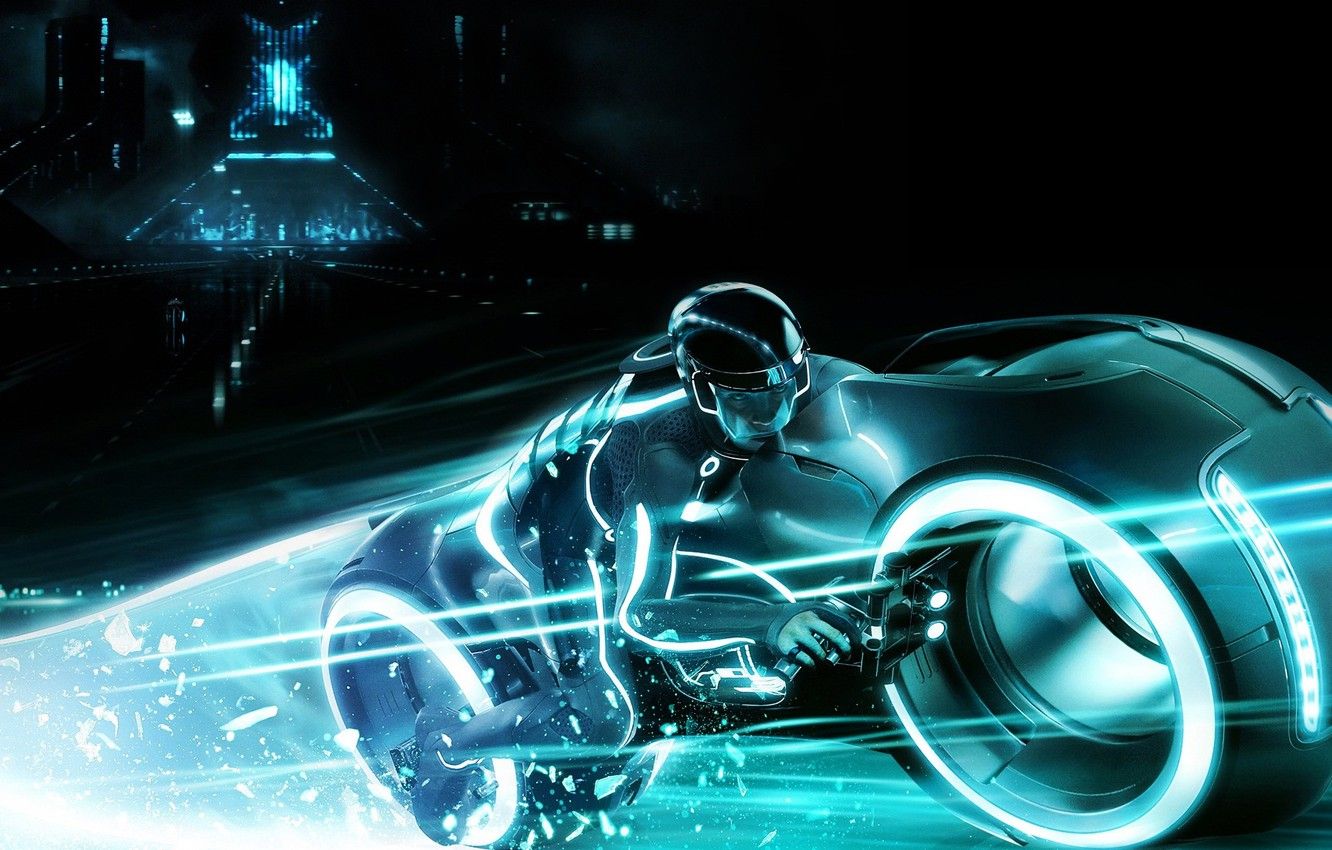 Wallpaper dude, neon, tron a light motorcycle image for desktop, section фильмы