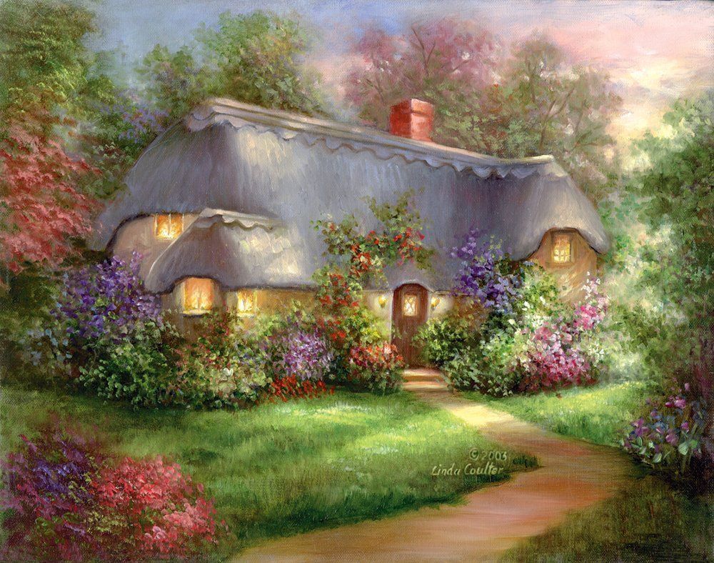 Royal & Langnickel Paint Your Own Masterpiece Painting Set, Enchanted Cottage. Cottage art, Canvas picture, Masterpieces painting