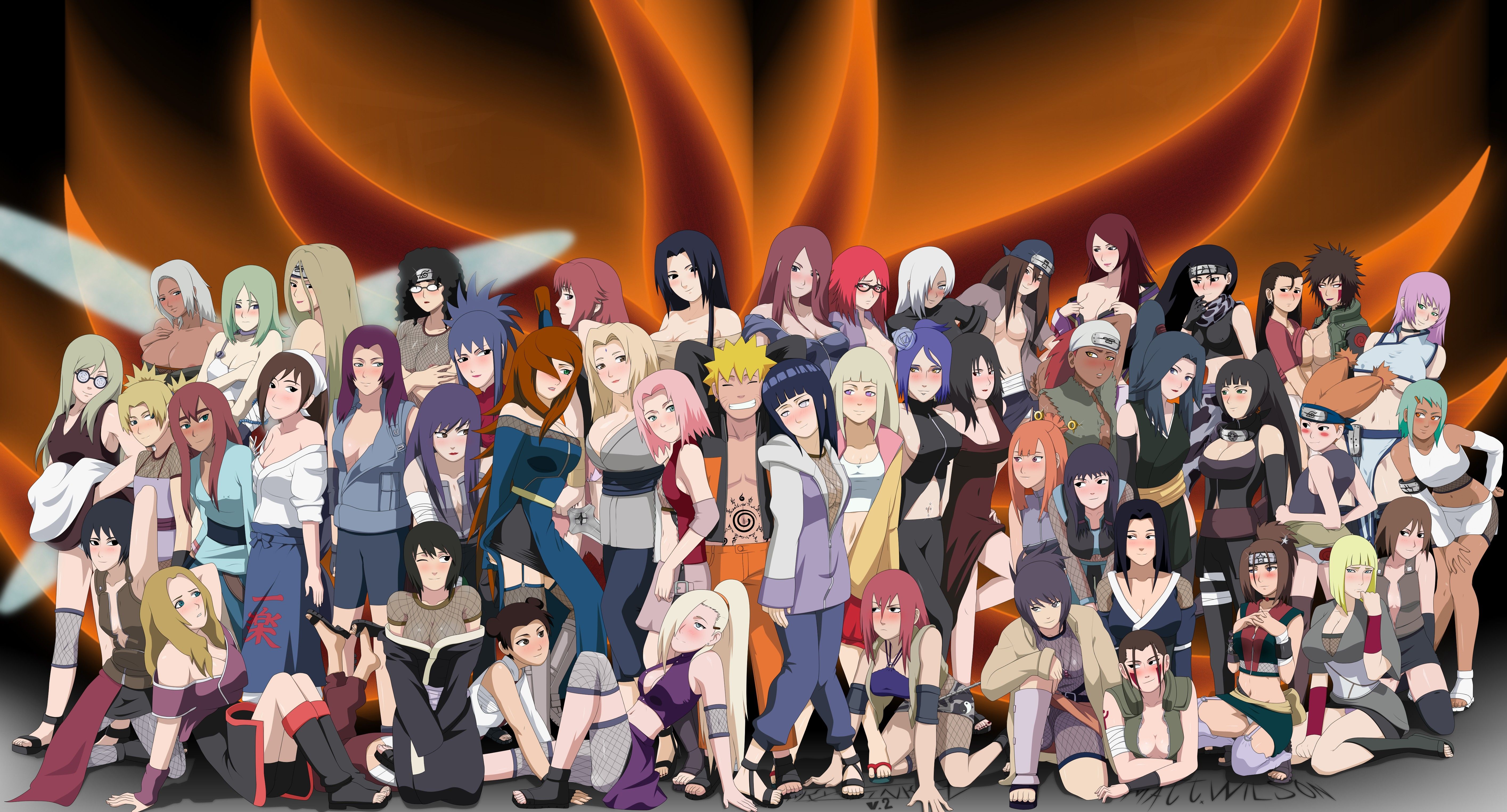 Download wallpaper from anime Naruto with tags: Naruto Uzumaki, Sakura Haruno, Naruto, Hinata Hyūga, Screen, Tenten, Tsunade, Anko, Samui