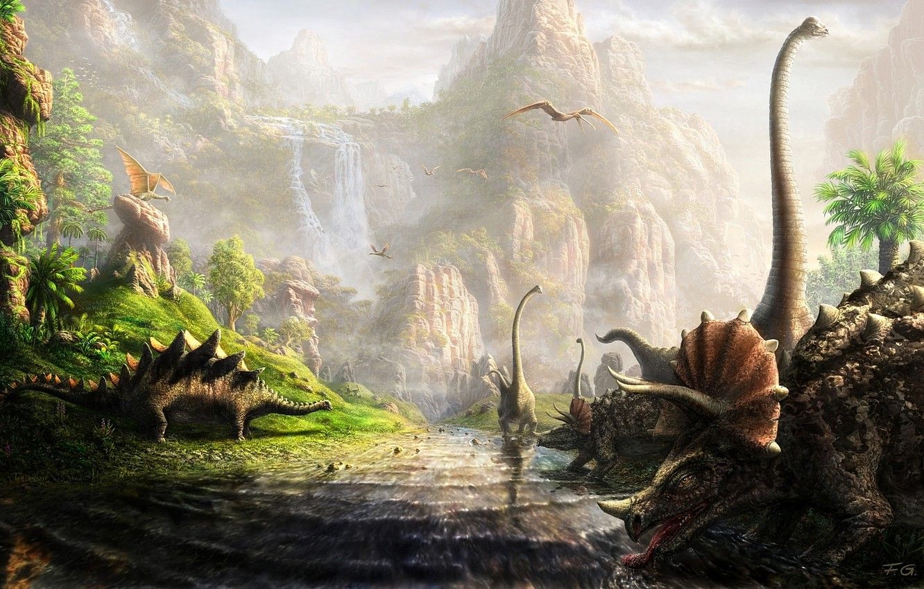 Wallpaper Dinosaurs, A Lot, Fel X, The Land Of Dinosaurs Image For Desktop, Section животные