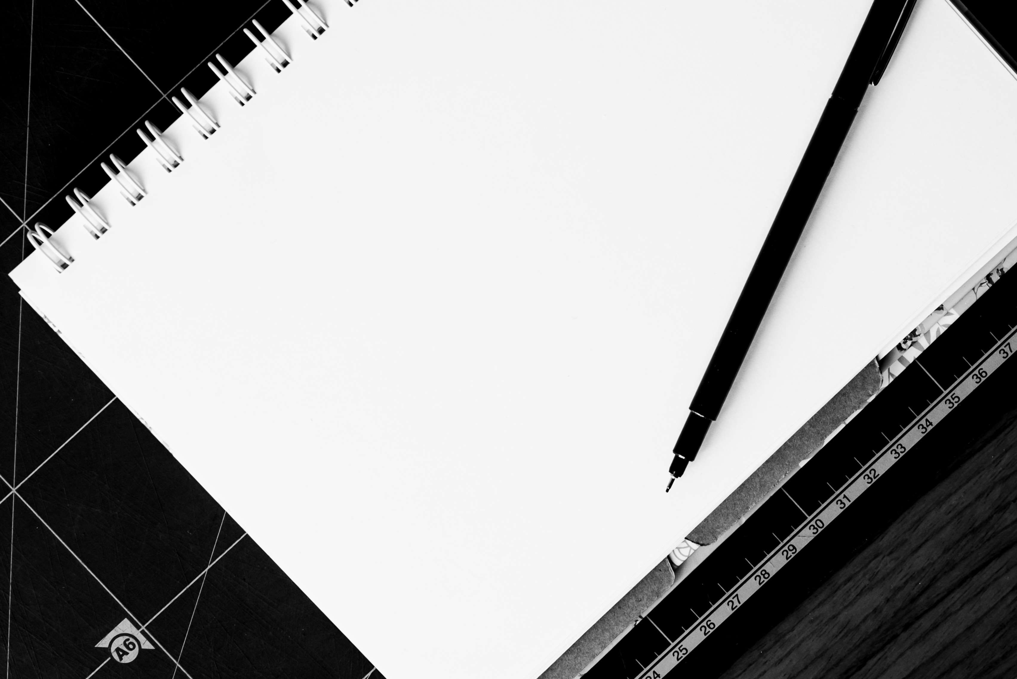black and white, blank, notebook, notepad, paper, pen, writing wallpaper. Mocah.org HD Desktop Wallpaper