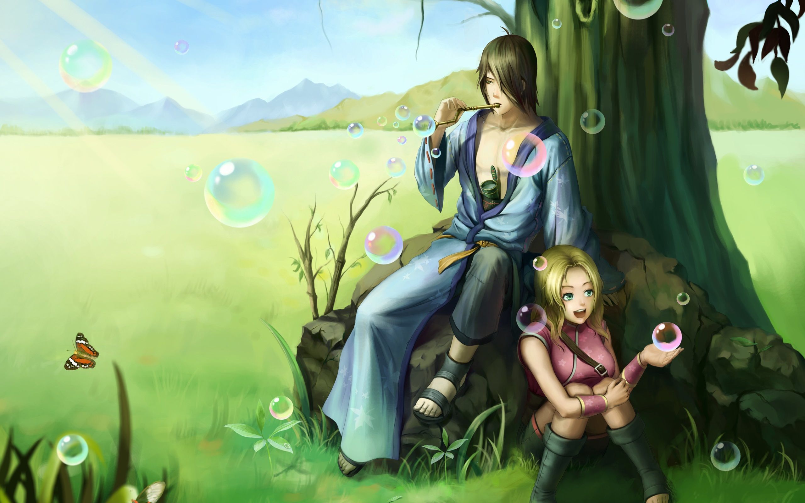 Wallpaper Art picture, Naruto, girl with boy 2560x1600 HD Picture, Image