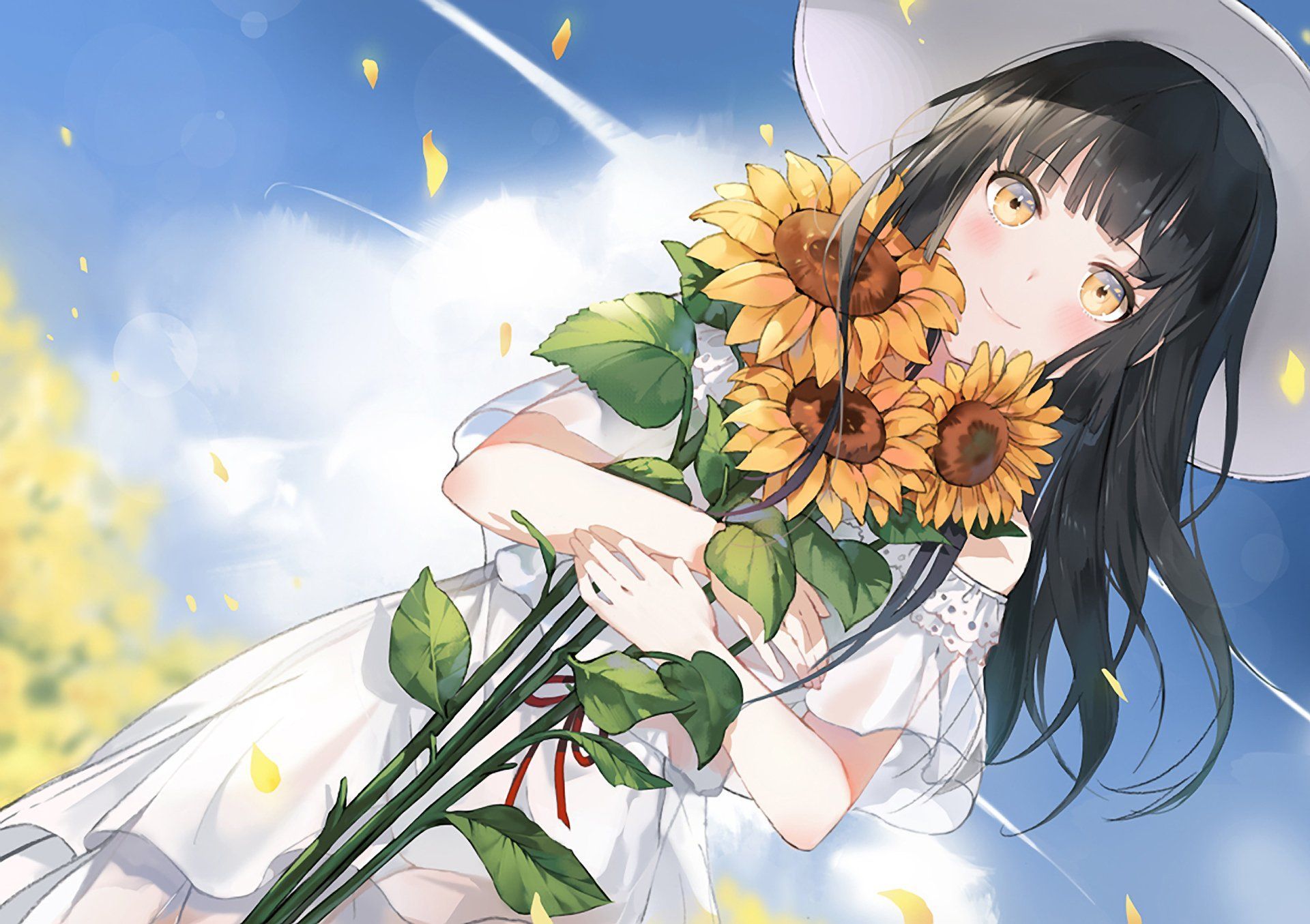 Original Wallpaper Background Image. View, download, comment, and rate. sunflower. Anime flower, Anime art, Anime