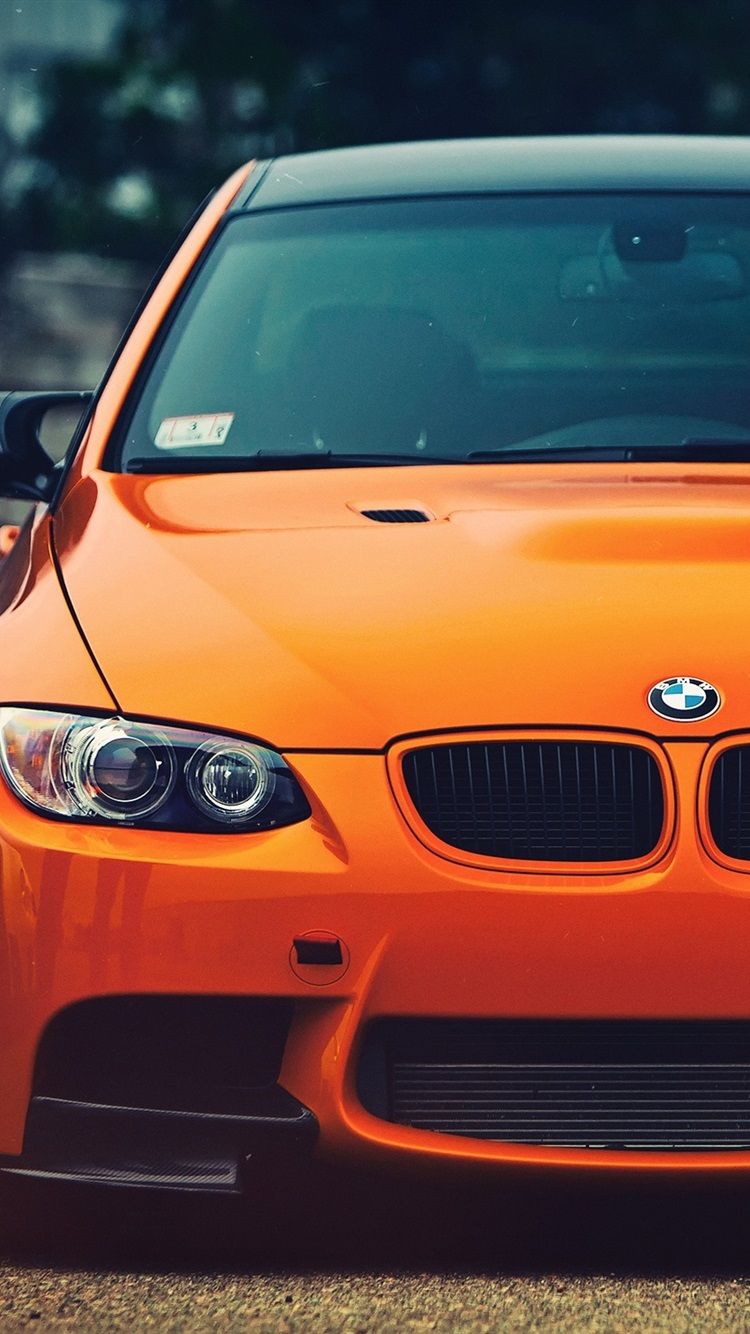 BMW M3 Orange Car Front View 750x1334 IPhone 8 7 6 6S Wallpaper, Background, Picture, Image