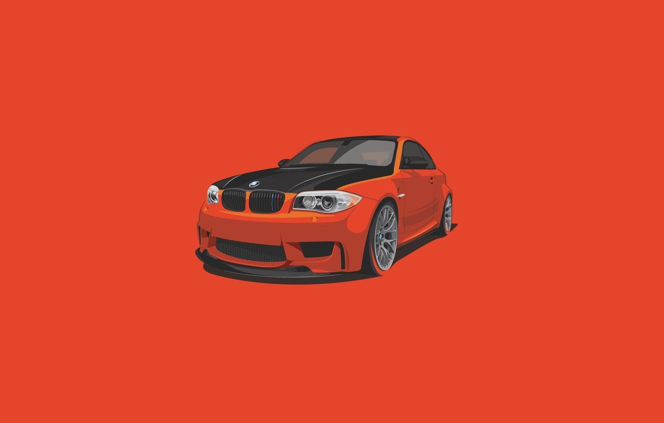 Wallpaper BMW, Orange, Car, Minimalistic image for desktop, section минимализм